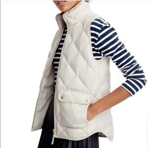 NWOT J. Crew Excursion Quilted Down Vest Bright Ivory Women's Size S